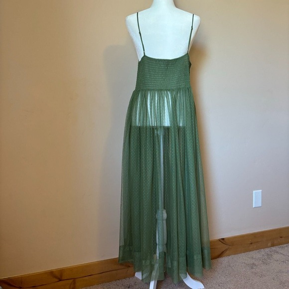 Free People Intimately Women's Large Can't Stop Won't Stop Green Mesh Slip Dress - Picture 7 of 13